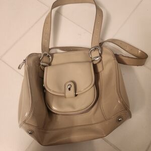 Ted Baker Taupe Patent Multi Pocket Satchel Bag